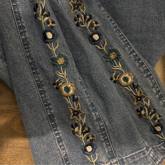 DENIM & CO Embroidered Blue Women Jeans Size L Hippie Floral Festival Boho - Picture 14 of 17